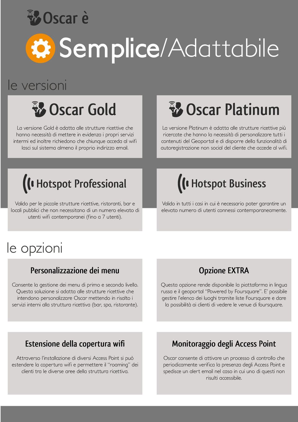 Oscar Platinum La versione Platinum è adatta alle strutture ricettive più ricercate che hanno la necessità di personalizzare tutti i contenuti del Geoportal e di disporre della funzionalità di