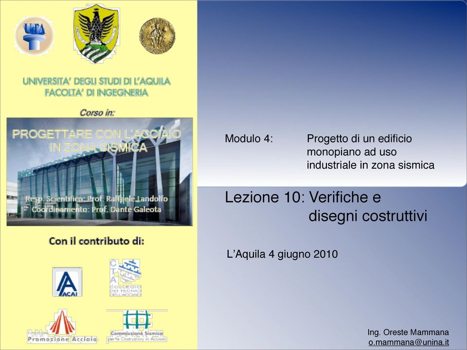 sismica Lezione 10:!Verifiche e!