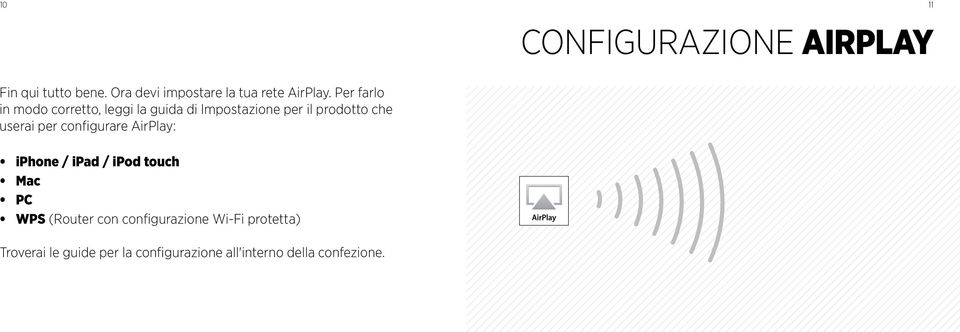 per configurare AirPlay: iphone / ipad / ipod touch Mac PC WPS (Router con