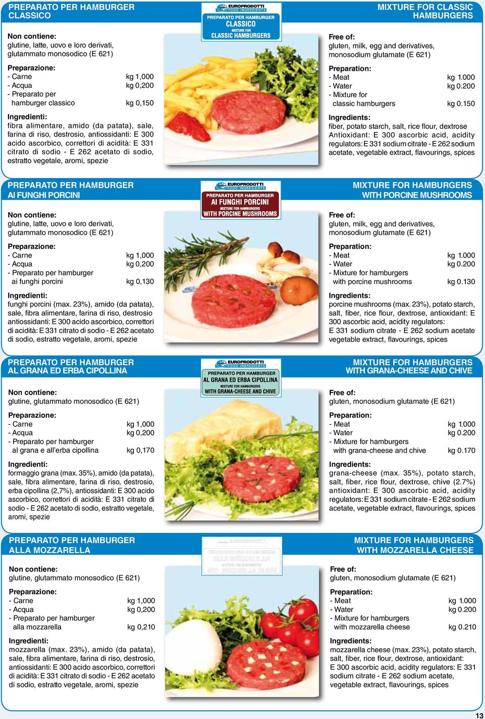 Mixture for classic hamburgers kg 0.