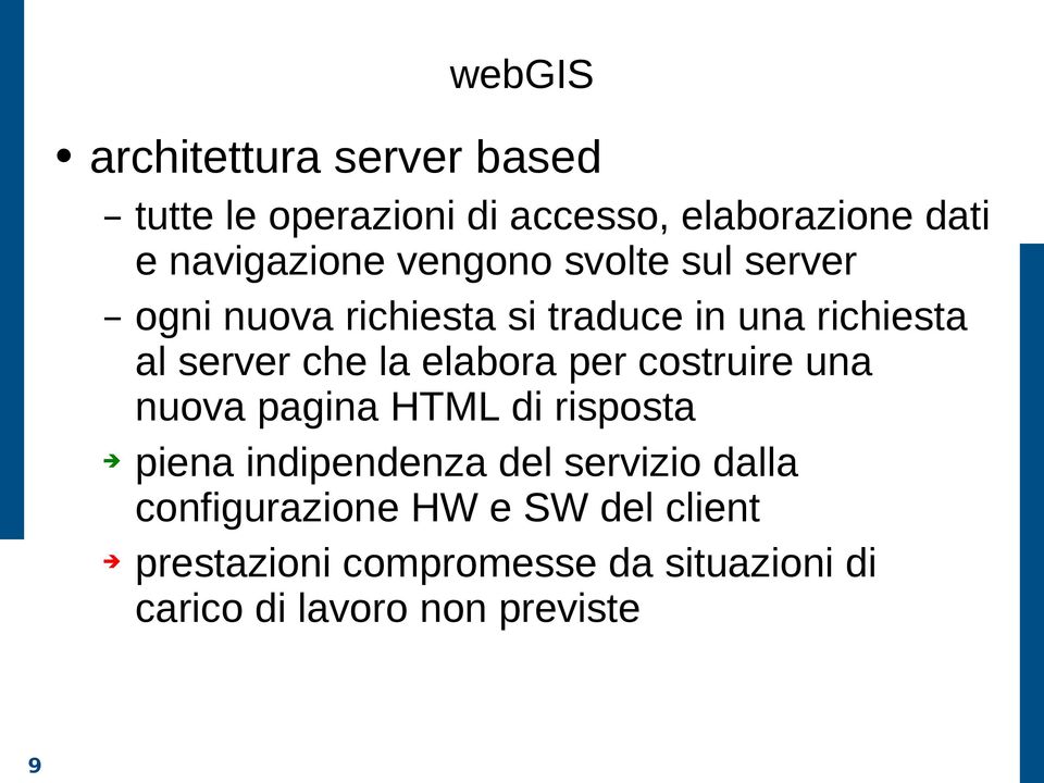 elabora per costruire una nuova pagina HTML di risposta piena indipendenza del servizio dalla