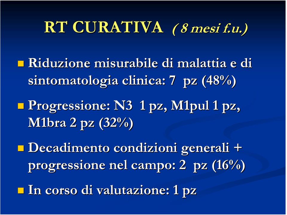 pz (48%) Progressione: N3 1 pz,, M1pul 1 pz, M1bra 2 pz (32%)