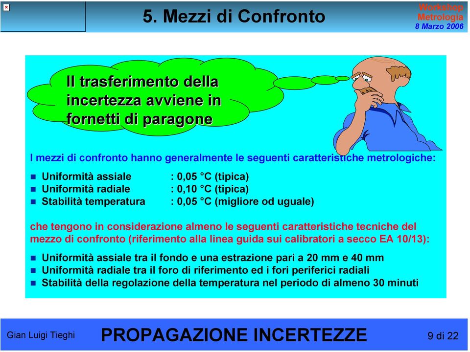 caratteristiche tecniche del mezzo di confronto (riferimento alla linea guida sui calibratori a secco EA 10/13): Uniformità assiale tra il fondo e una estrazione pari a 20 mm e