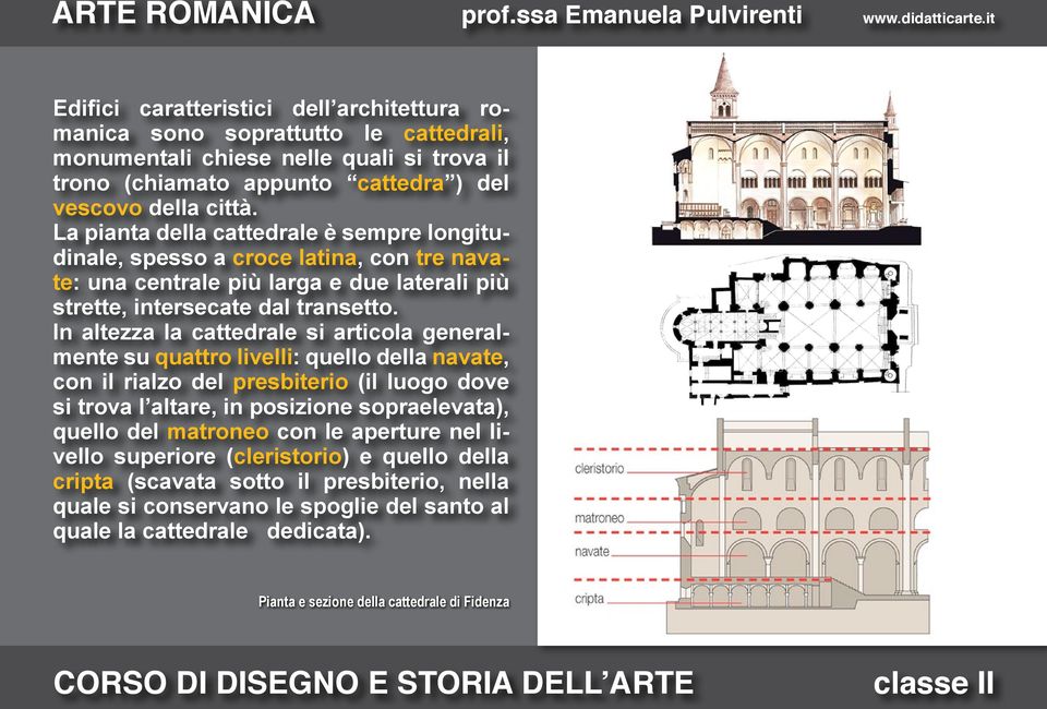 In altezza la cattedrale si articola generalmente su quattro livelli: quello della navate, con il rialzo del presbiterio (il luogo dove si trova l altare, in posizione sopraelevata), quello del