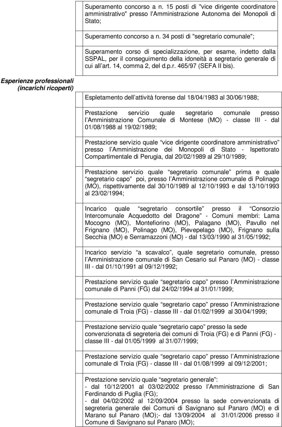 p.r. 465/97 (SEFA II bis).