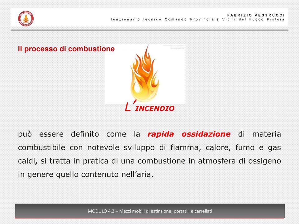 fiamma, calore, fumo e gas caldi, si tratta in pratica di una