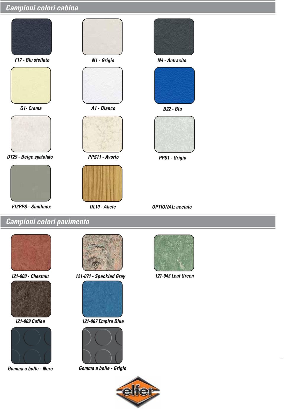 Abete OPTIONAL: acciaio Campioni colori pavimento 2-008 - Chestnut 2-07 - Speckled Grey