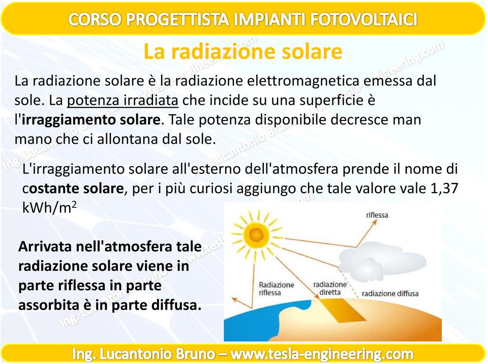 Tale potenza disponibile decresce man mano che ci allontana dal sole mano che ci allontana dal sole.