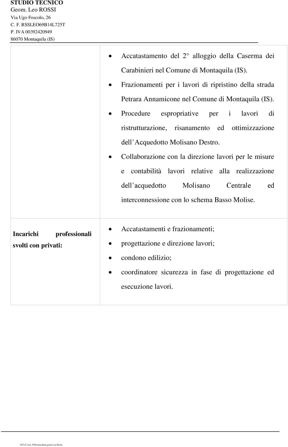 Procedure espropriative per i lavori di ristrutturazione, risanamento ed ottimizzazione dell Acquedotto Molisano Destro.