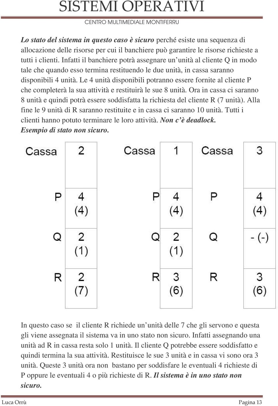 Le 4 unità disponibili potranno essere fornite al cliente P che completerà la sua attività e restituirà le sue 8 unità.