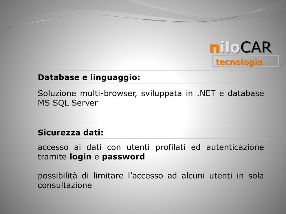 net e database MS SQL Server Sicurezza dati: accesso ai dati con