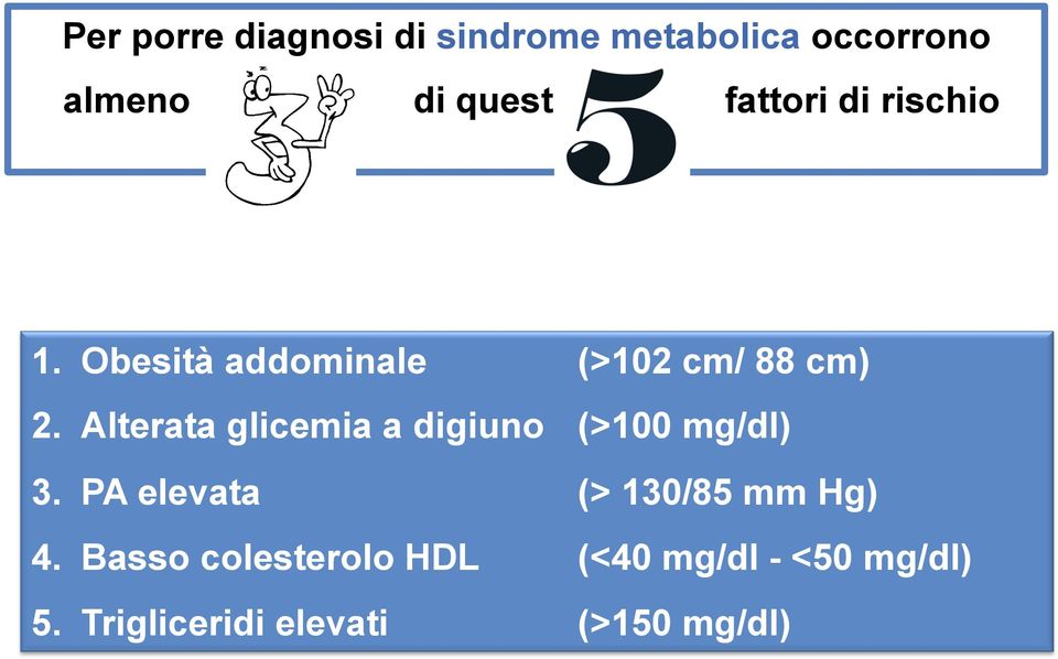 Alterata glicemia a digiuno (>100 mg/dl) 3.