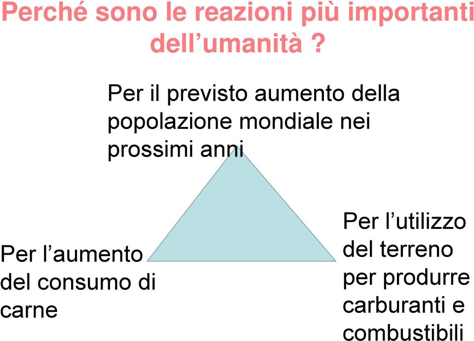 prossimi anni Per l aumento del consumo di carne Per l