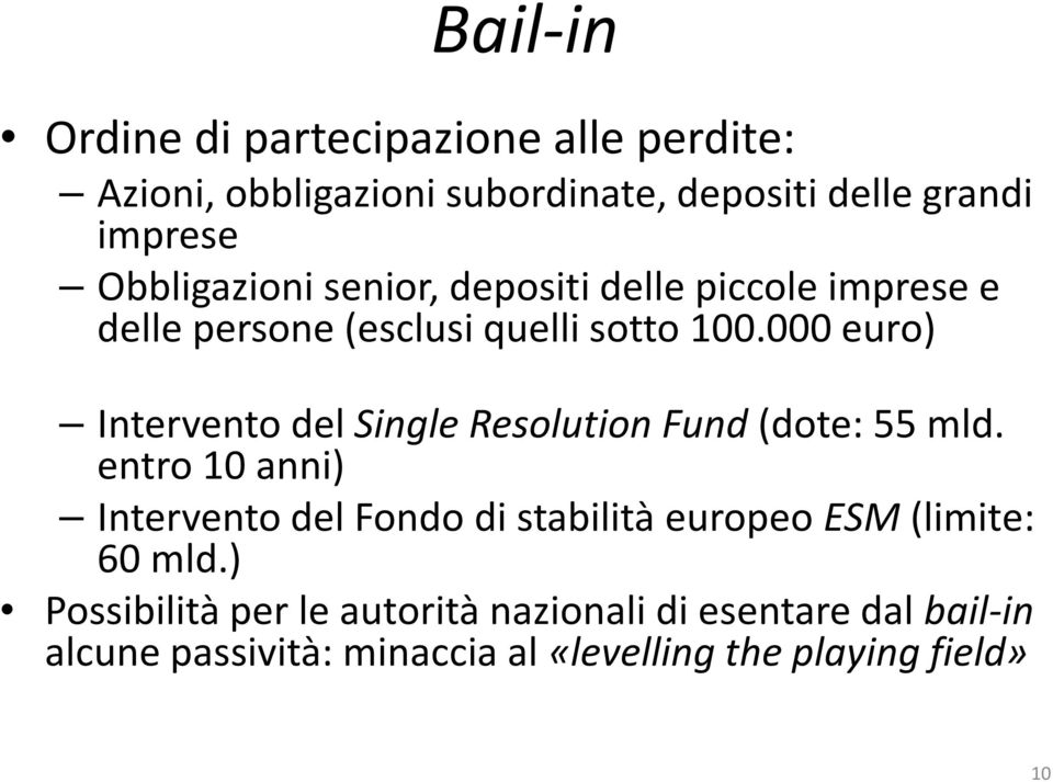 000 euro) Intervento del Single Resolution Fund (dote: 55 mld.