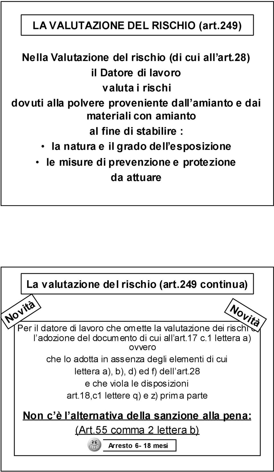 misure di prevenzione e protezione da attuare La valutazione del rischio (art.