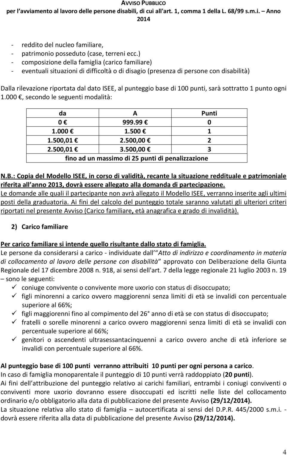 di 100 punti, sarà sottratto 1 punto ogni 1.000, secondo le seguenti modalità: da A Punti 0 999.99 0 1.000 1.500 1 1.500,01 2.500,00 2 2.500,01 3.