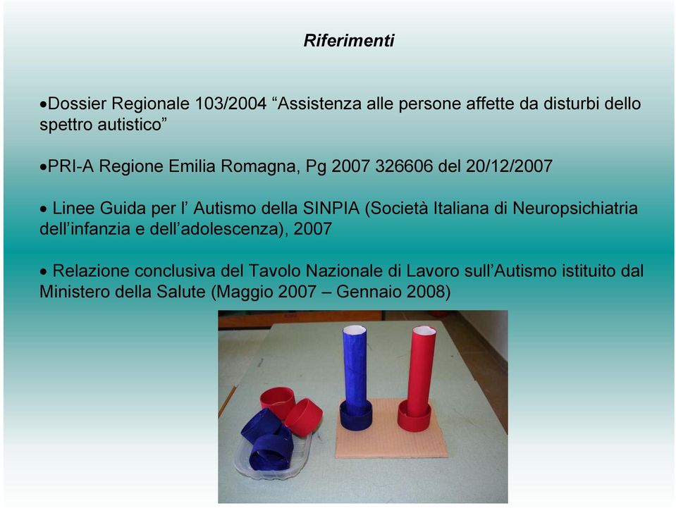 SINPIA (Società Italiana di Neuropsichiatria dell infanzia e dell adolescenza), 2007 Relazione