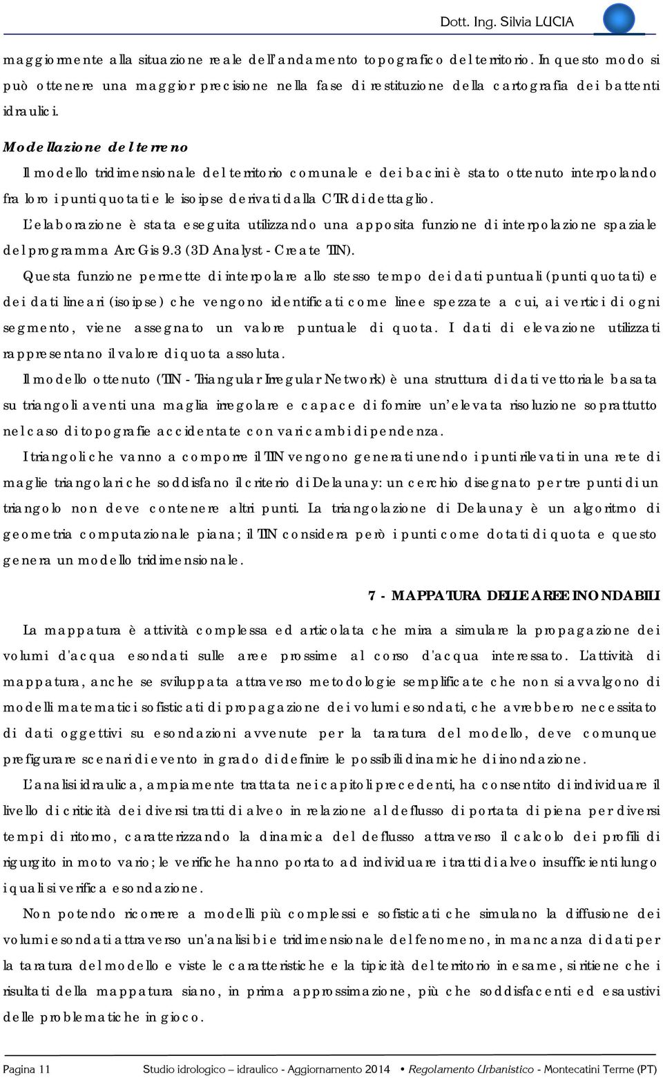 L elaborazione è stata eseguita utilizzando una apposita funzione di interpolazione spaziale del programma ArcGis 9.3 (3D Analyst - Create TIN).