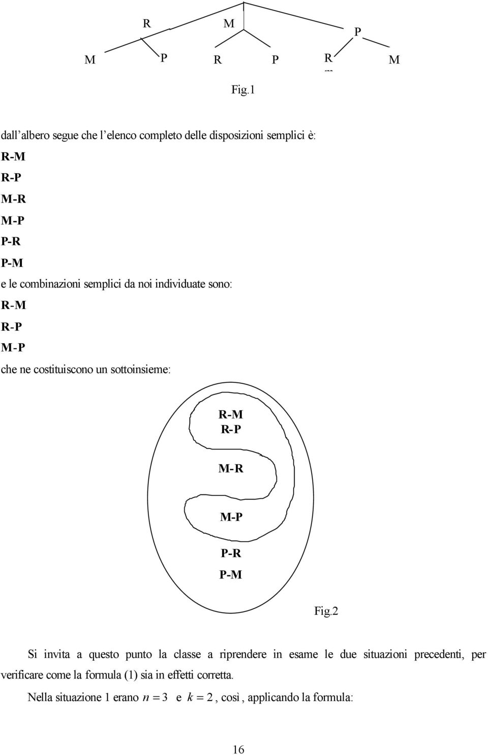 semplici da noi individuate sono: R-M R-P M-P che ne costituiscono un sottoinsieme: R-M R-P M-R M-P M-P P-R P-M Fig.