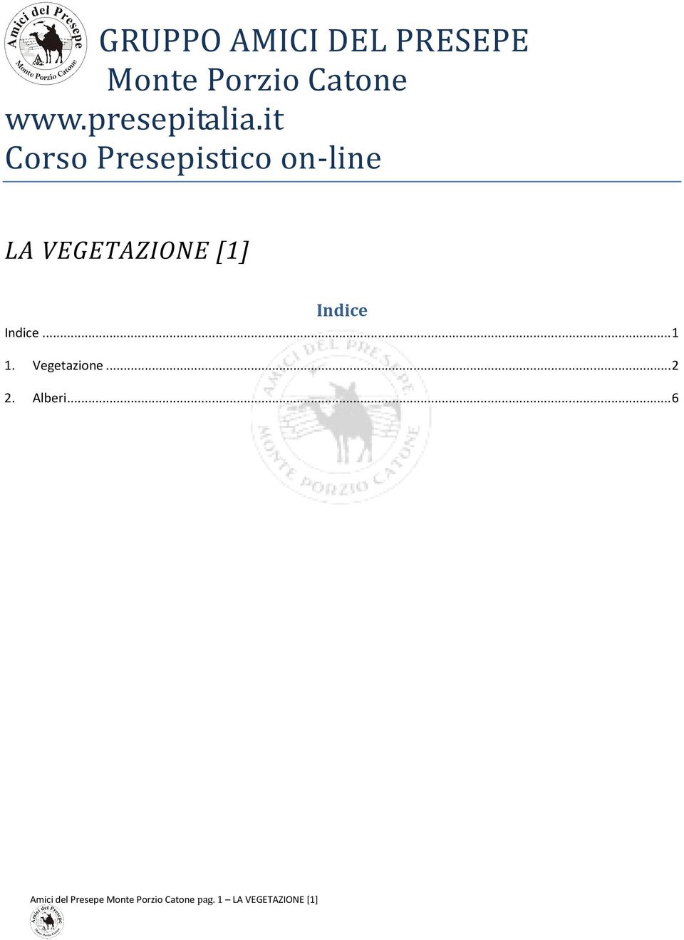 it Corso Presepistico on-line LA VEGETAZIONE [1] Indice