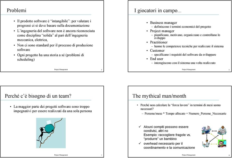 ingegneria meccanica, elettrica, Non ci sono standard per il processo di produzione software Ogni progetto ha una storia a sé (problemi di scheduling) Business manager definiscono i termini economici