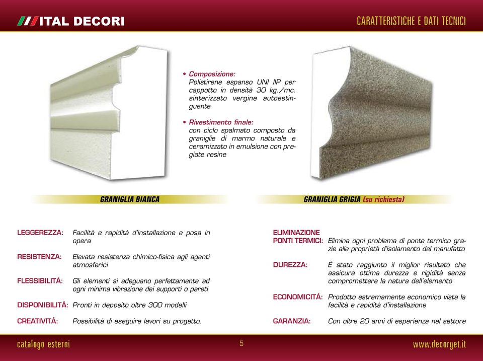 (su richiesta) LEGGEREZZA: RESISTENZA: FLESSIBILITÀ: DISPONIBILITÀ: Facilità e rapidità d installazione e posa in opera Elevata resistenza chimico-fisica agli agenti atmosferici Gli elementi si