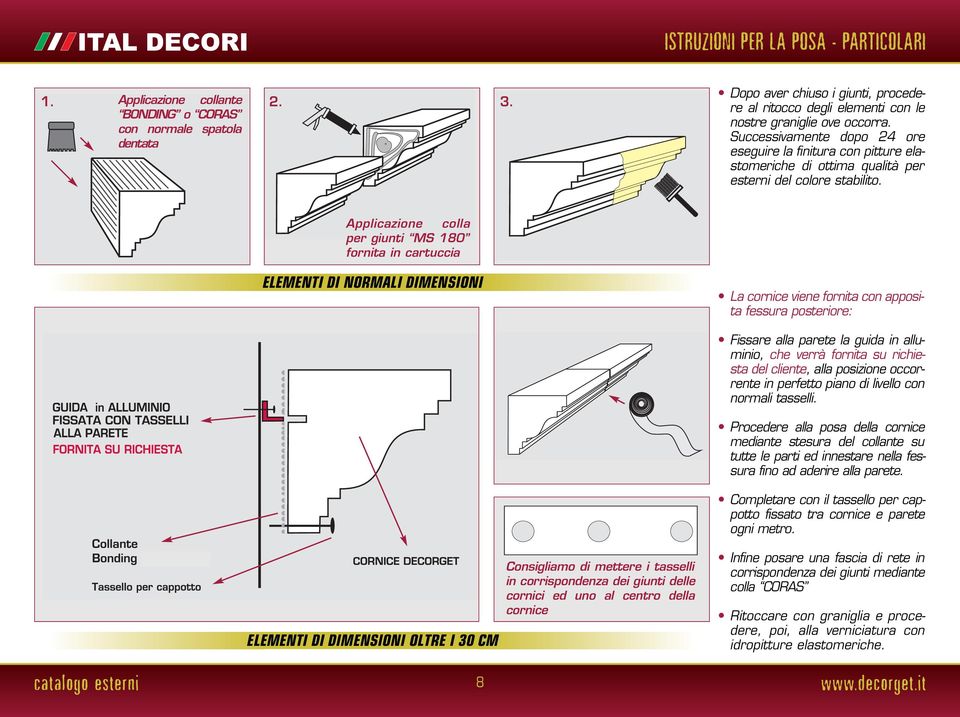 Successivamente dopo 24 ore eseguire la finitura con pitture elastomeriche di ottima qualità per esterni del colore stabilito.