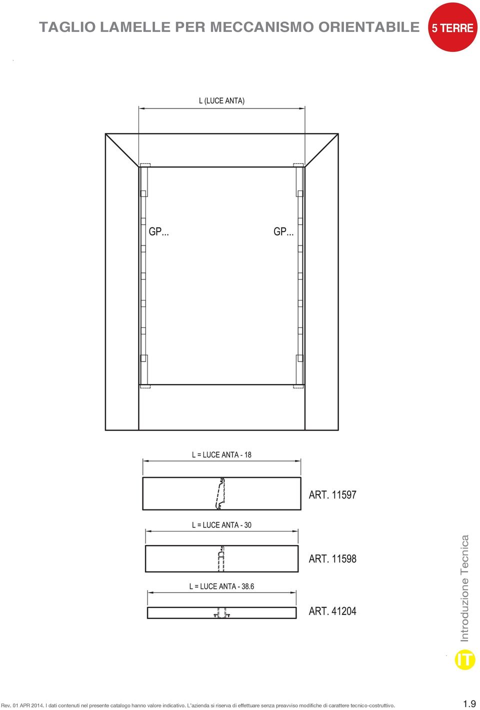 I dati contenuti nel presente catalogo hanno valore indicativo.