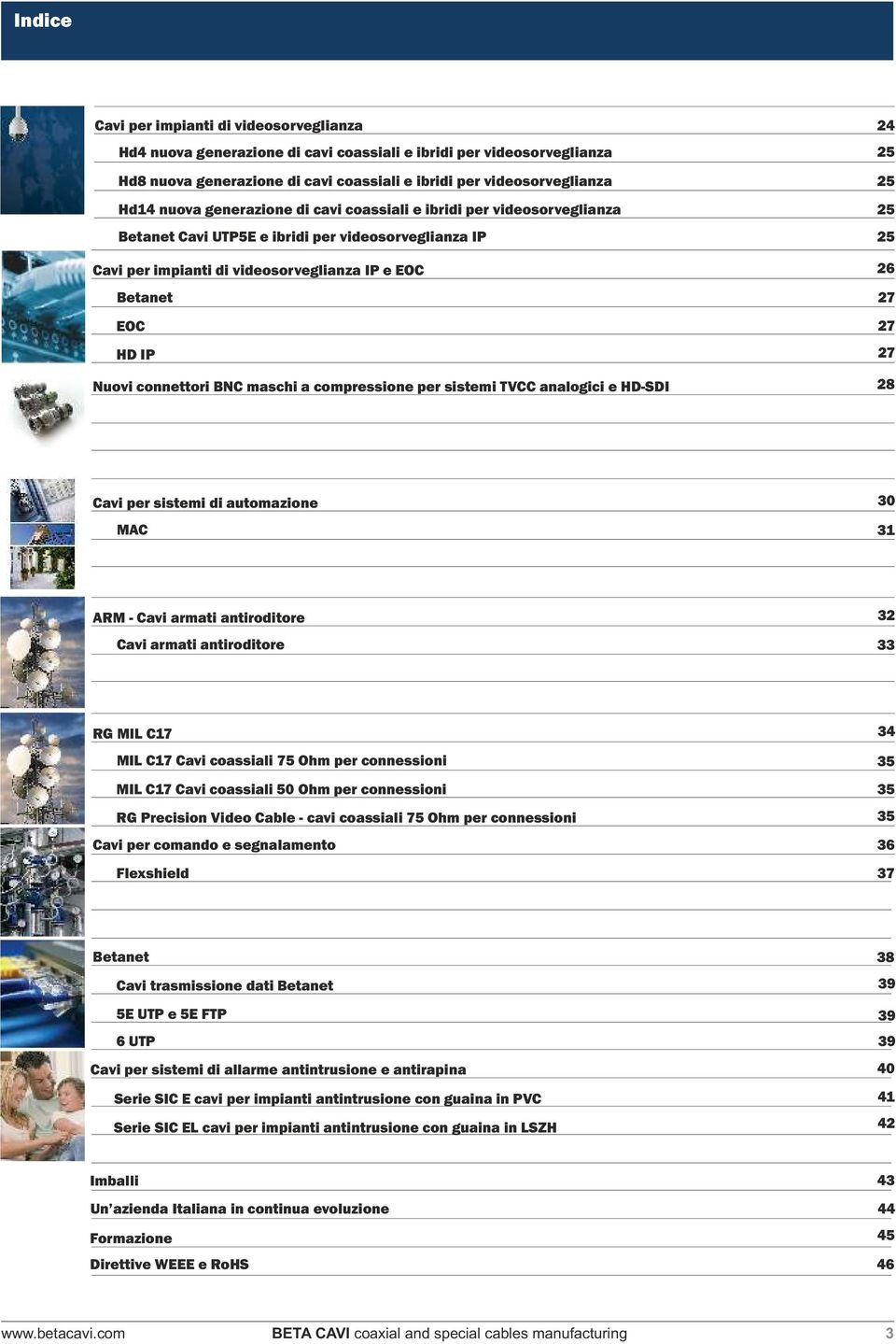 BNC maschi a compressione per sistemi TVCC analogici e HD-SDI 24 25 25 25 25 26 27 27 27 28 Cavi per sistemi di automazione MAC 30 31 ARM - Cavi armati antiroditore Cavi armati antiroditore 32 33 RG