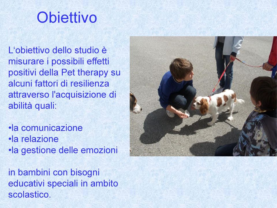 l'acquisizione di abilità quali: la comunicazione la relazione la