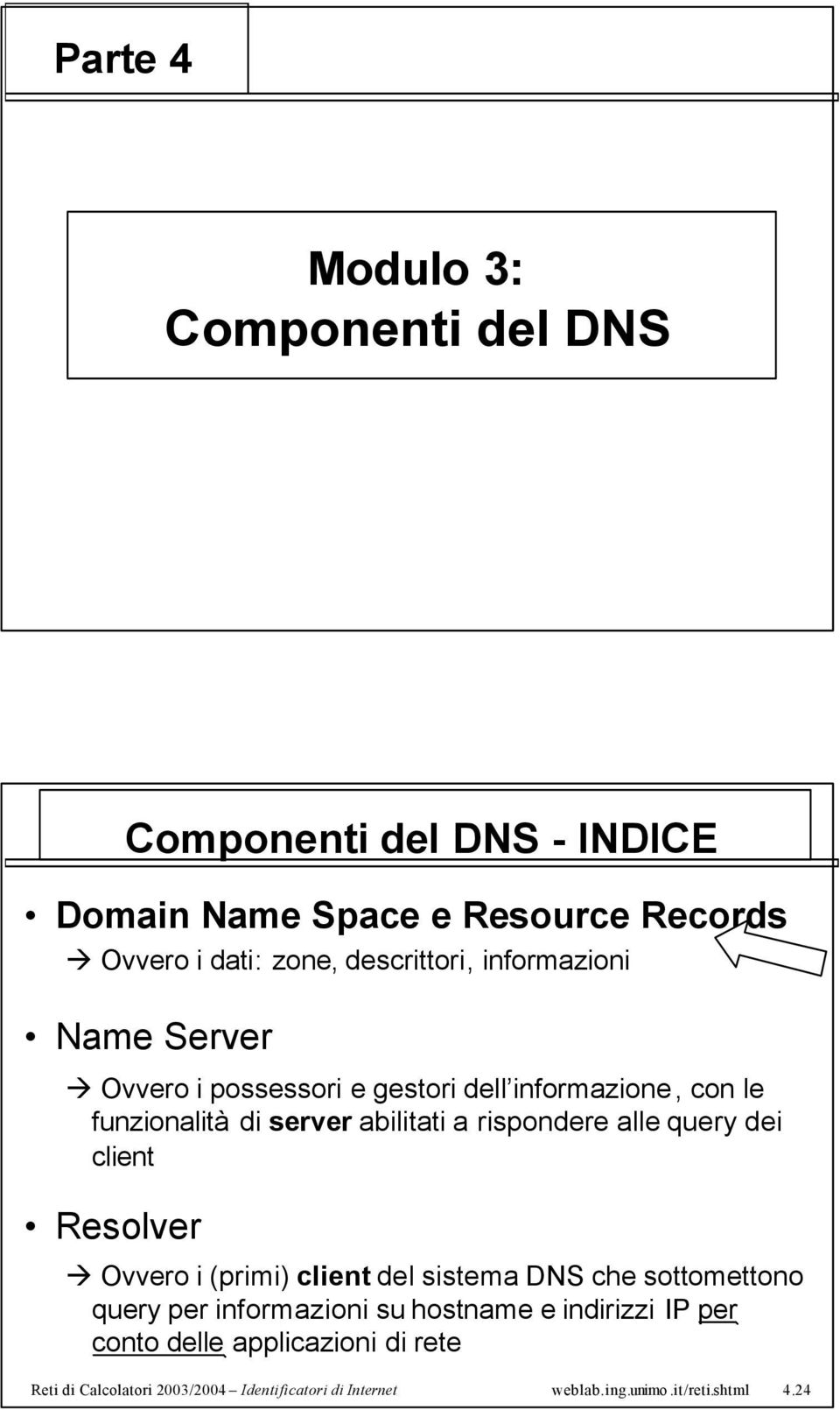 rispondere alle query dei client Resolver Ovvero i (primi) client del sistema DNS che sottomettono query per informazioni su