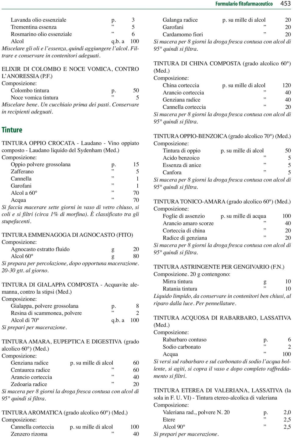 Conservare in recipienti adeguati. Tinture TINTURA OPPIO CROCATA - Laudano - Vino oppiato composto - Laudano liquido del Sydenham (Med.) Oppio polvere grossolana p.