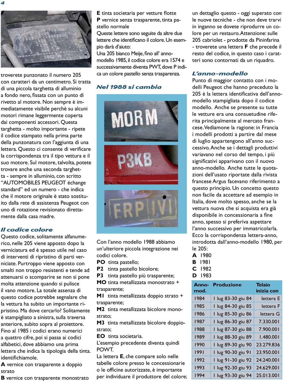 Questa targhetta - molto importante - ripete il codice stampato nella prima parte della punzonatura con l aggiunta di una lettera.