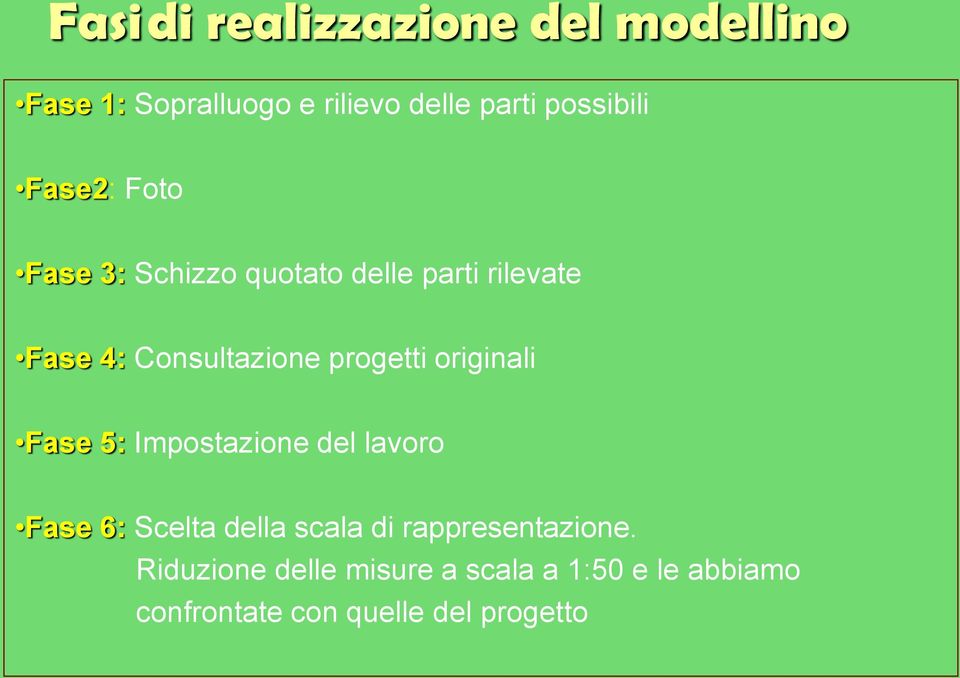 originali Fase 5: Impostazione del lavoro Fase 6: Scelta della scala di