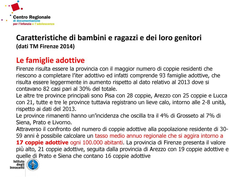 Le altre tre province principali sono Pisa con 28 coppie, Arezzo con 25 coppie e Lucca con 21, tutte e tre le province tuttavia registrano un lieve calo, intorno alle 2-8 unità, rispetto ai dati del