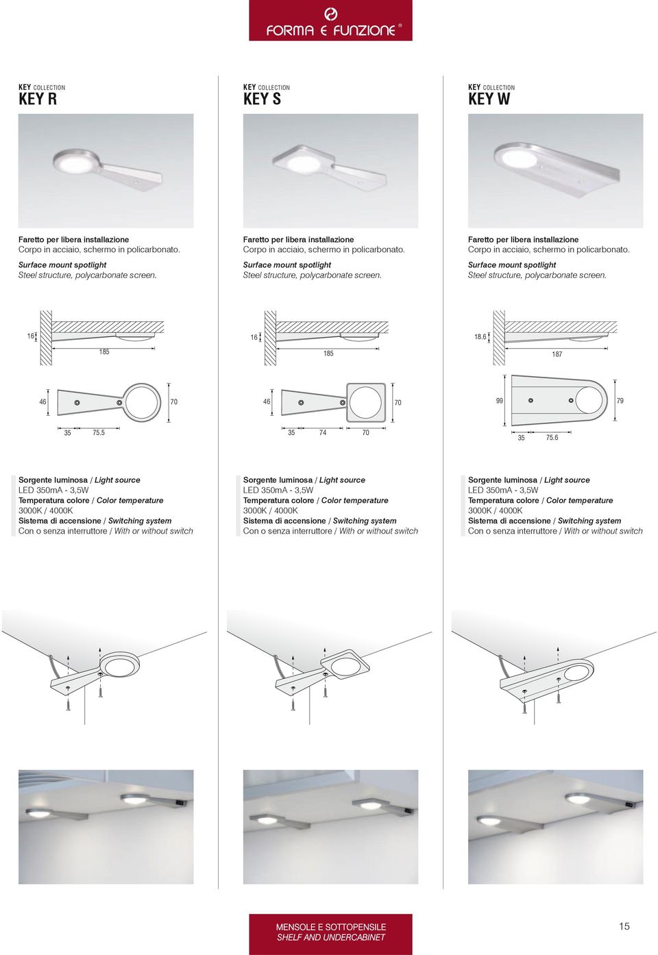 Surface mount spotlight Steel structure, polycarbonate screen. 16 185 16 185 18.6 187 46 70 46 70 99 79 35 75.5 35 74 70 35 75.