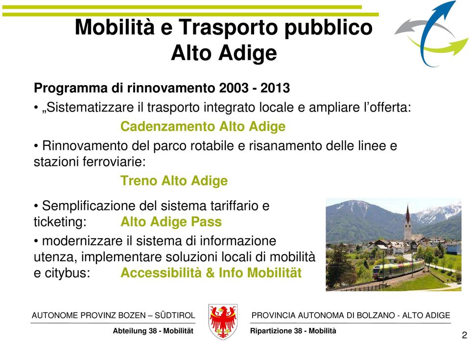 stazioni ferroviarie: Treno Alto Adige Semplificazione del sistema tariffario e ticketing: Alto Adige Pass