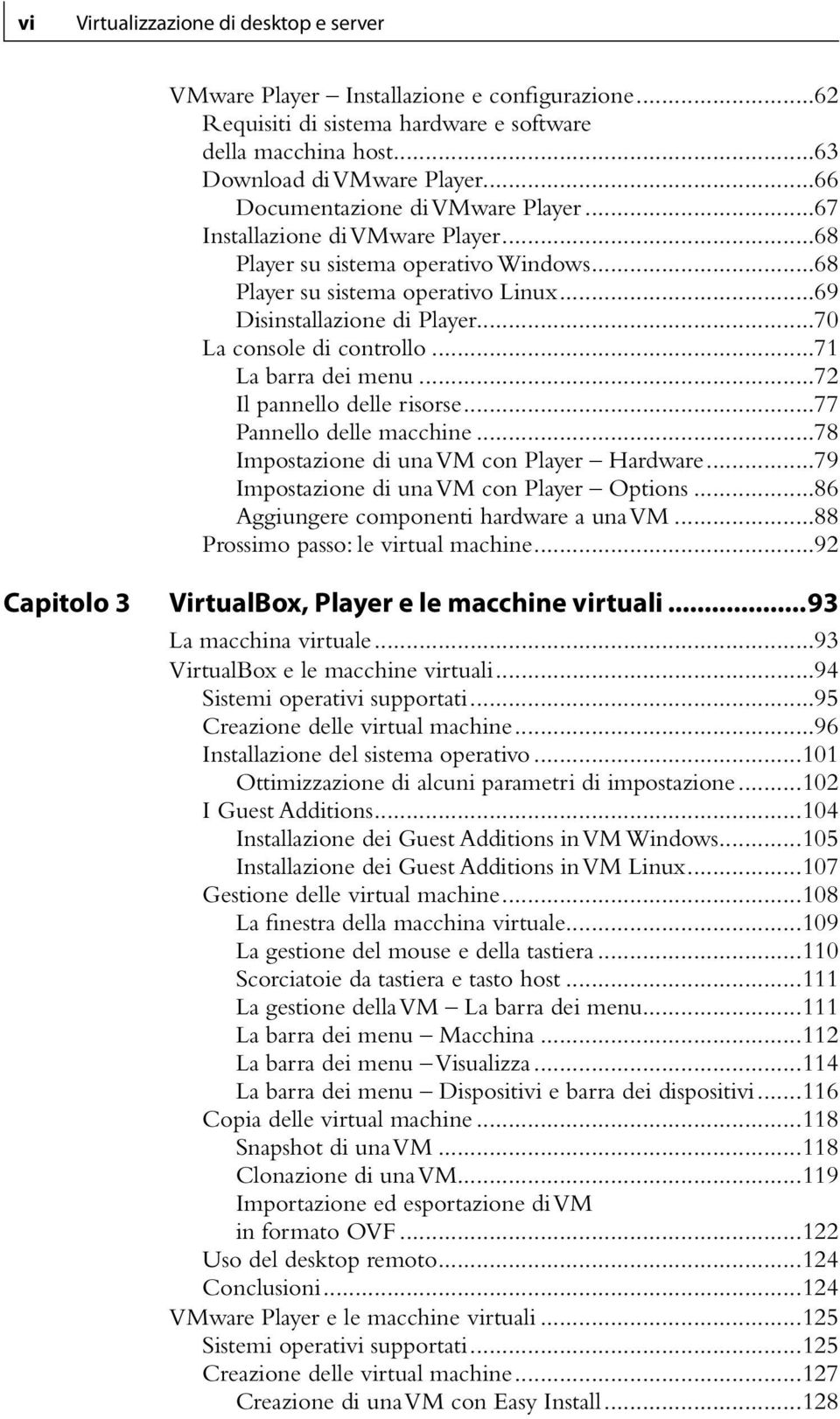 ..70 La console di controllo...71 La barra dei menu...72 Il pannello delle risorse...77 Pannello delle macchine...78 Impostazione di una VM con Player Hardware.