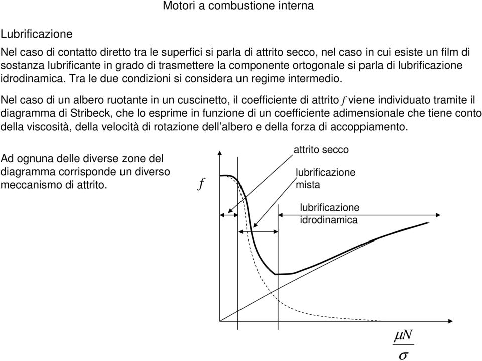 Nel caso di un albero ruotante in un cuscinetto, il coefficiente di attrito f viene individuato tramite il diagramma di Stribeck, che lo esprime in funzione di un coefficiente