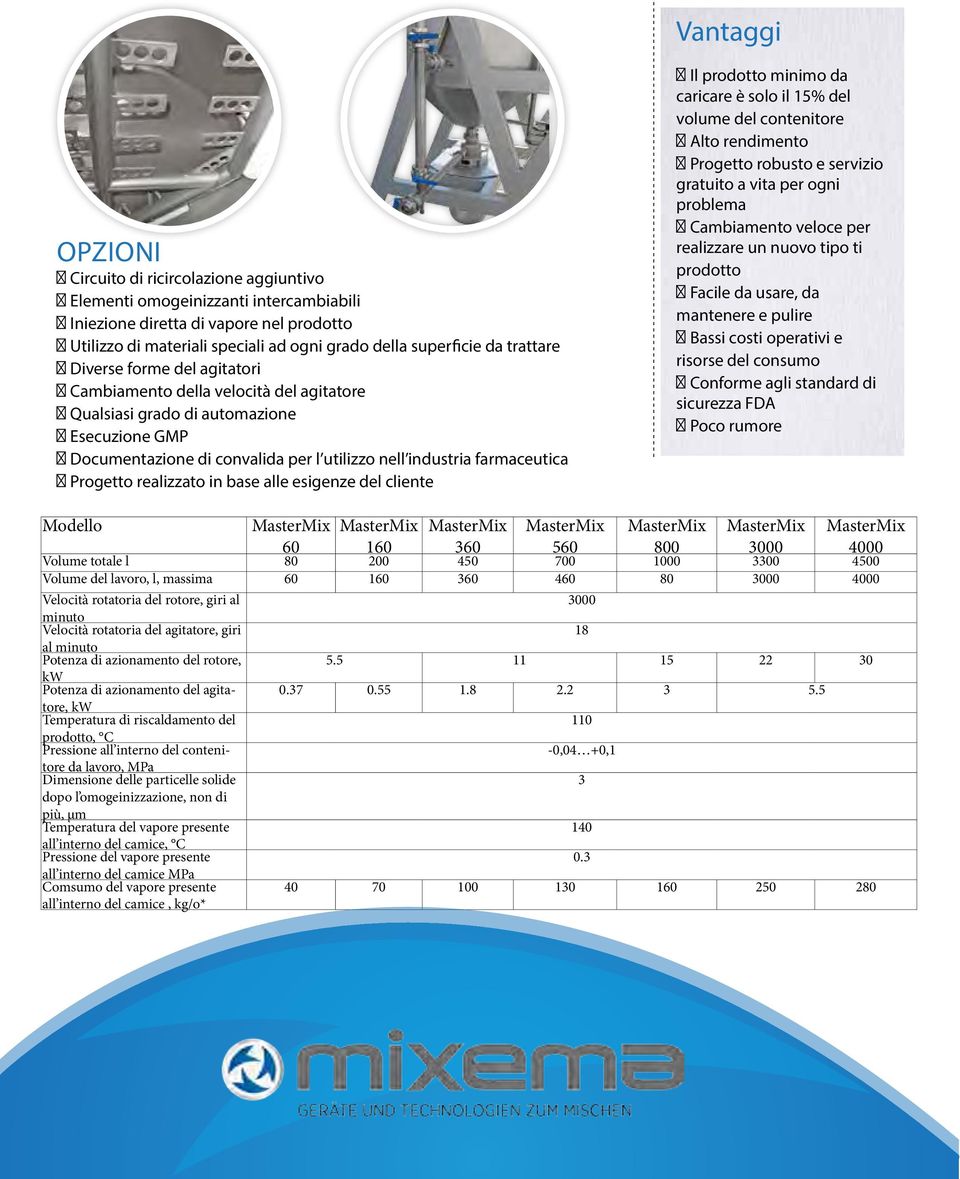 Progetto realizzato in base alle esigenze del cliente Il prodotto minimo da caricare è solo il 15% del volume del contenitore Alto rendimento Progetto robusto e servizio gratuito a vita per ogni