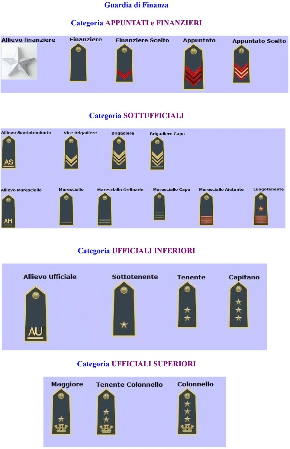 SOTTUFFICIALI Categoria UFFICIALI