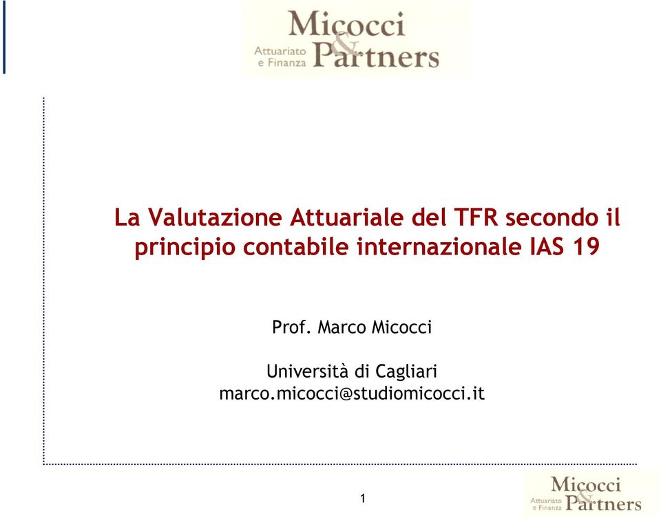 internazionale IAS 19 Prof.