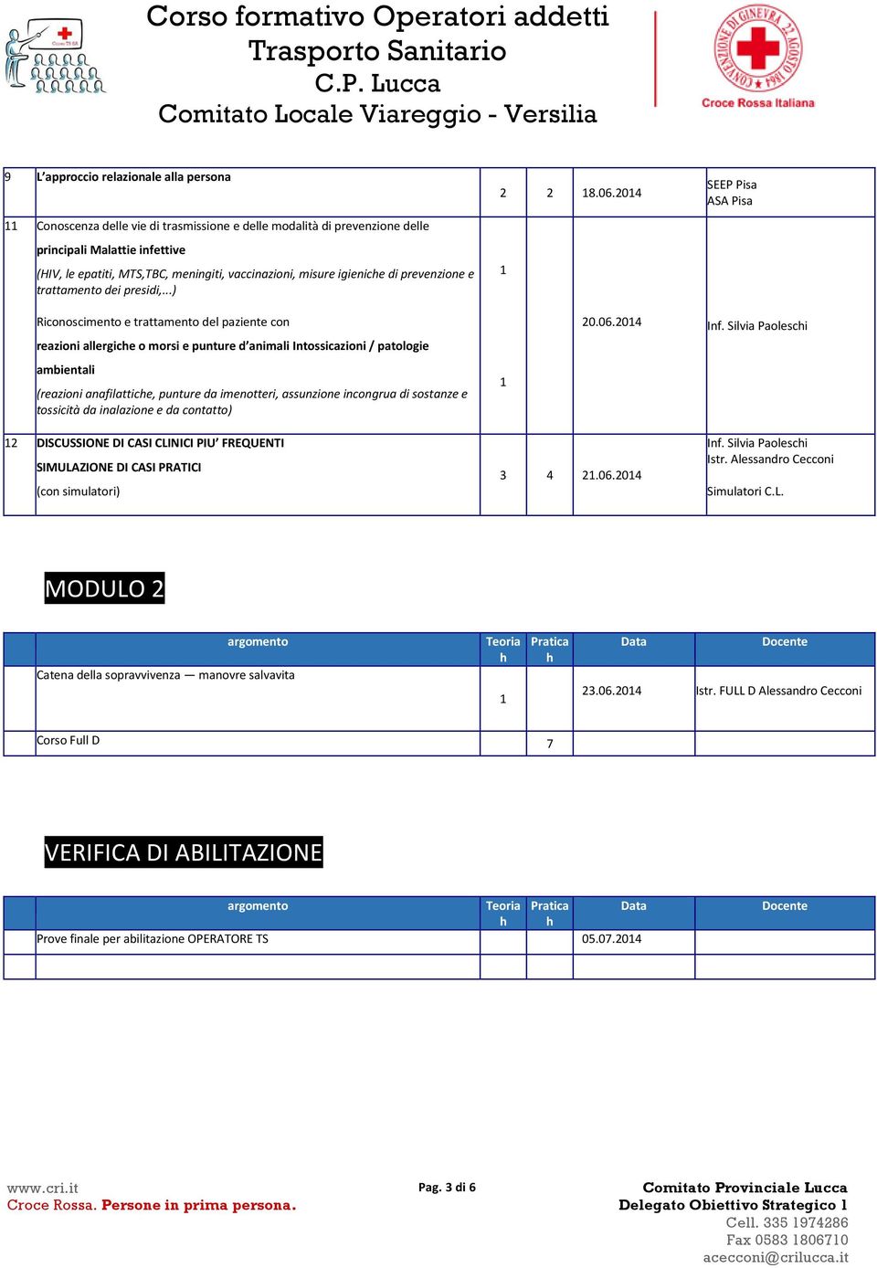 2014 1 SEEP Pisa ASA Pisa Riconoscimento e trattamento del paziente con reazioni allergice o morsi e punture d animali Intossicazioni / patologie ambientali (reazioni anafilattice, punture da