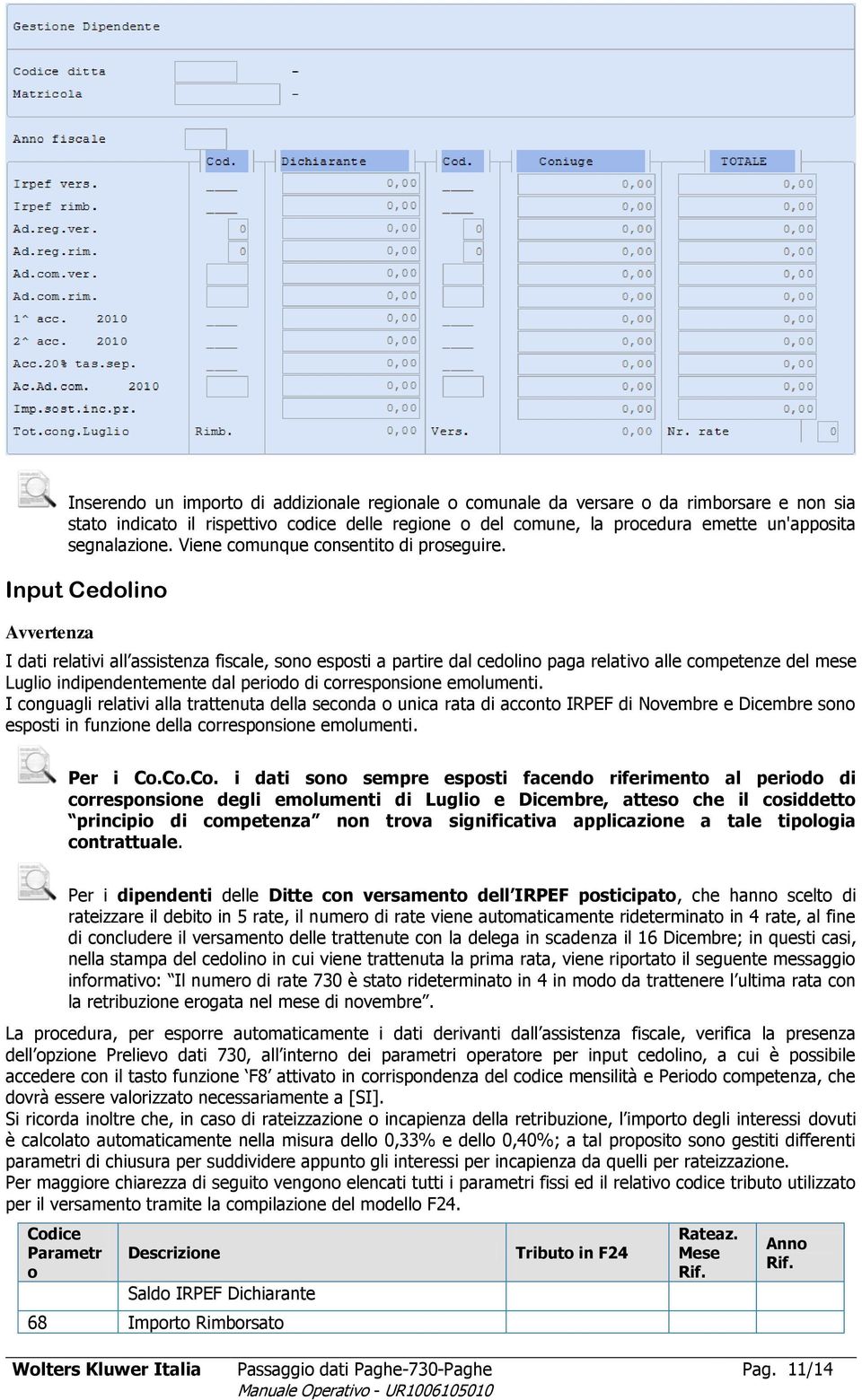 Input Cedolino Avvertenza I dati relativi all assistenza fiscale, sono esposti a partire dal cedolino paga relativo alle competenze del mese Luglio indipendentemente dal periodo di corresponsione