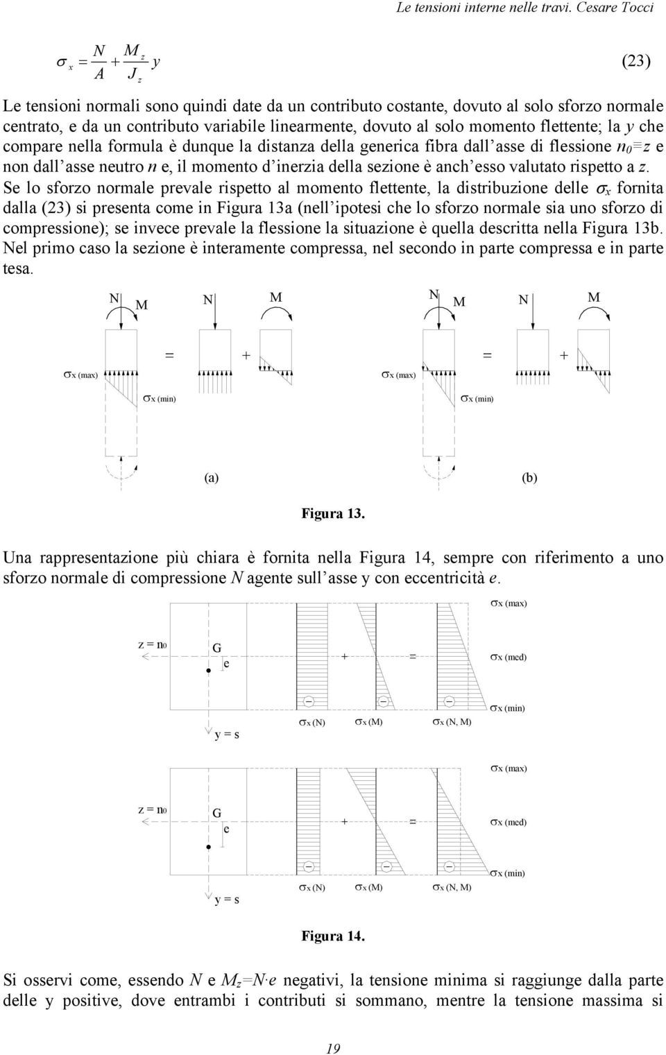 Se lo sforo ormale prevale rispetto al mometo flettete, la distribuioe delle forita dalla (23) si preseta come i Figura 13a (ell ipotesi che lo sforo ormale sia uo sforo di compressioe); se ivece