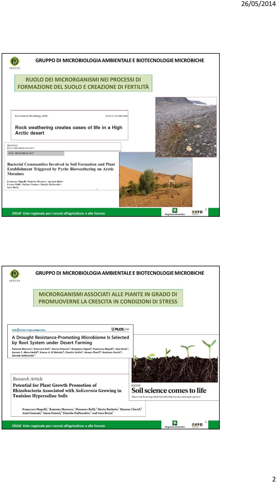 GRUPPO DI MICROBIOLOGIA AMBIENTALE E BIOTECNOLOGIE MICROBICHE MICRORGANISMI