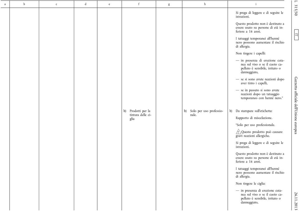 b) Da stampare sull'etichetta: Solo per uso  Questo prodotto può