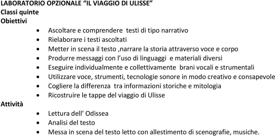 brani vocali e strumentali Utilizzare voce, strumenti, tecnologie sonore in modo creativo e consapevole Cogliere la differenza tra informazioni storiche e