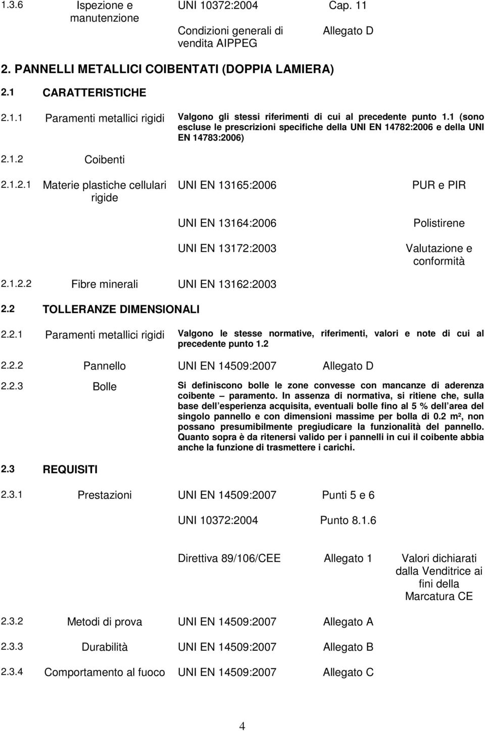 2006 e della UNI EN 14783:2006) 2.1.2 Coibenti 2.1.2.1 Materie plastiche cellulari rigide UNI EN 13165:2006 UNI EN 13164:2006 UNI EN 13172:2003 PUR e PIR Polistirene Valutazione e conformità 2.1.2.2 Fibre minerali UNI EN 13162:2003 2.