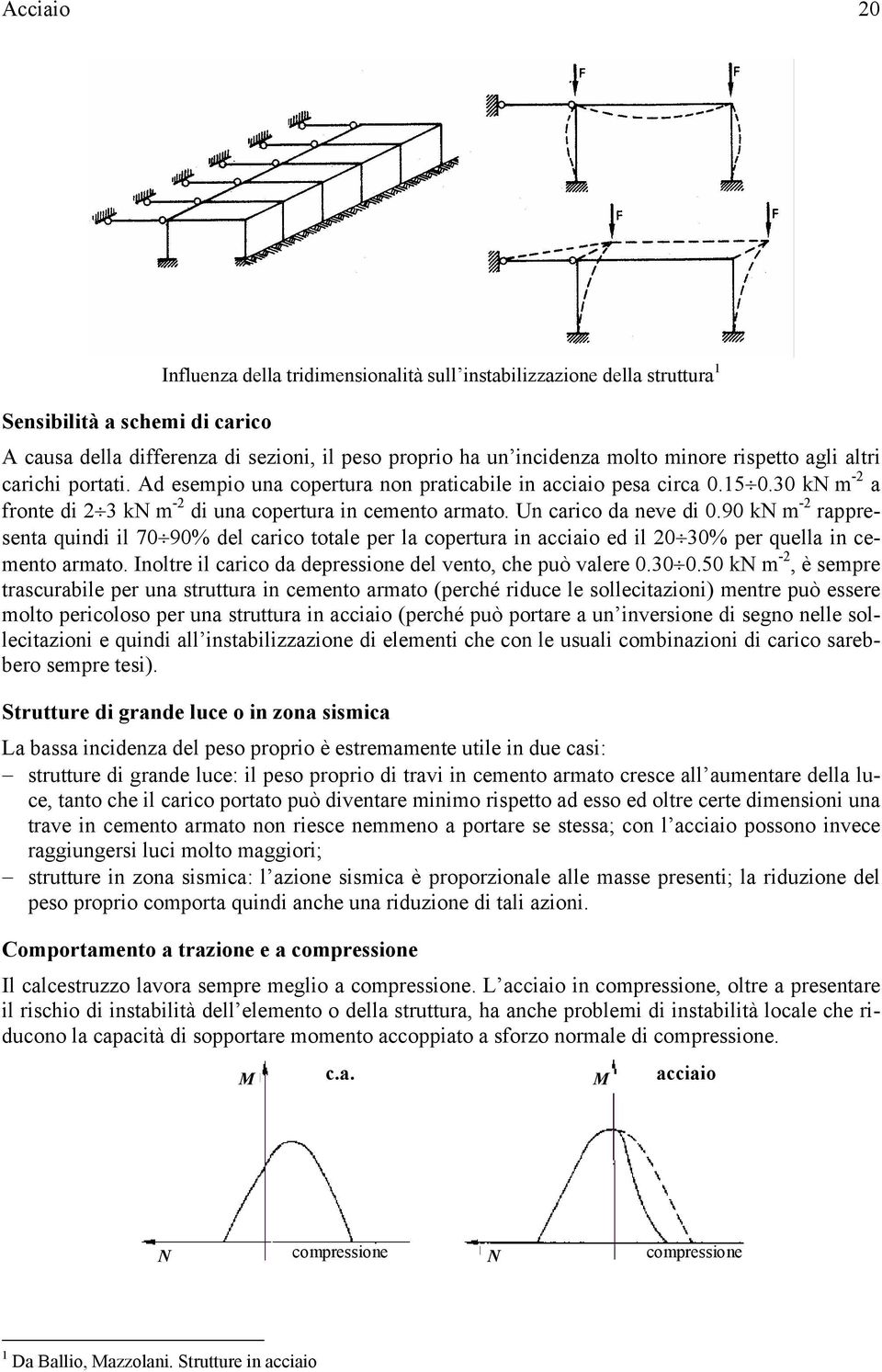 90 kn m - rappresenta quindi il 70 90% del carico totale per la copertura in acciaio ed il 0 30% per quella in cemento armato. Inoltre il carico da depressione del vento, che può valere 0.30 0.